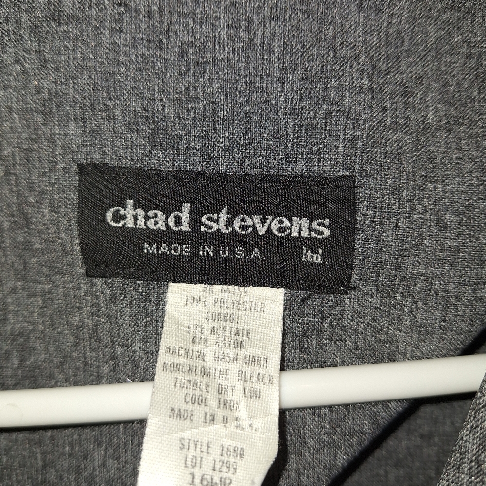 Chad Stevens 2 piece pants  suit / size 16w / gray with floral design - Picture 2 of 15